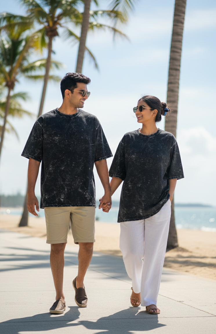 Black Acid Washed Unisex Oversized T-Shirt