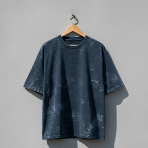 Navy Blue Acid Washed Unisex Oversized T-Shirt