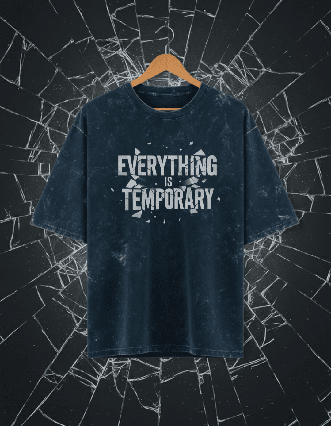 EVERYTHING IS TEMPORARY Oversized Acid Washed T-Shirt
