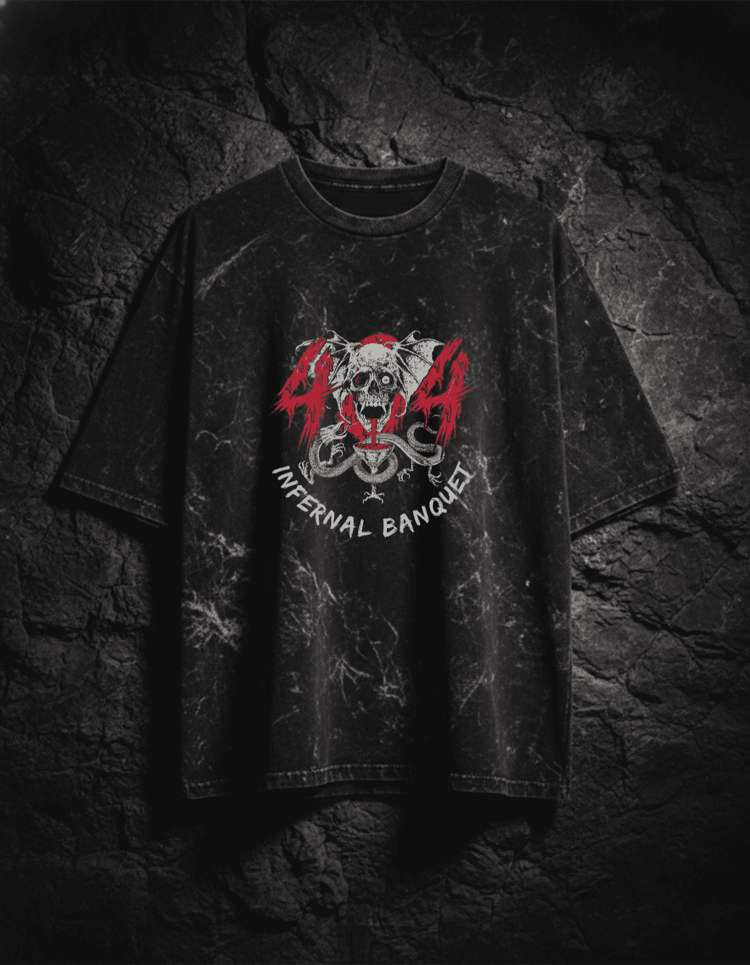 404 Infernal Banquet Oversized Acid Washed T-Shirt