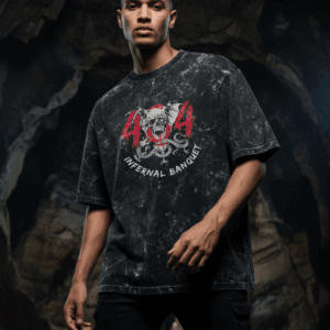 404 Infernal Banquet Oversized Acid Washed T-Shirt