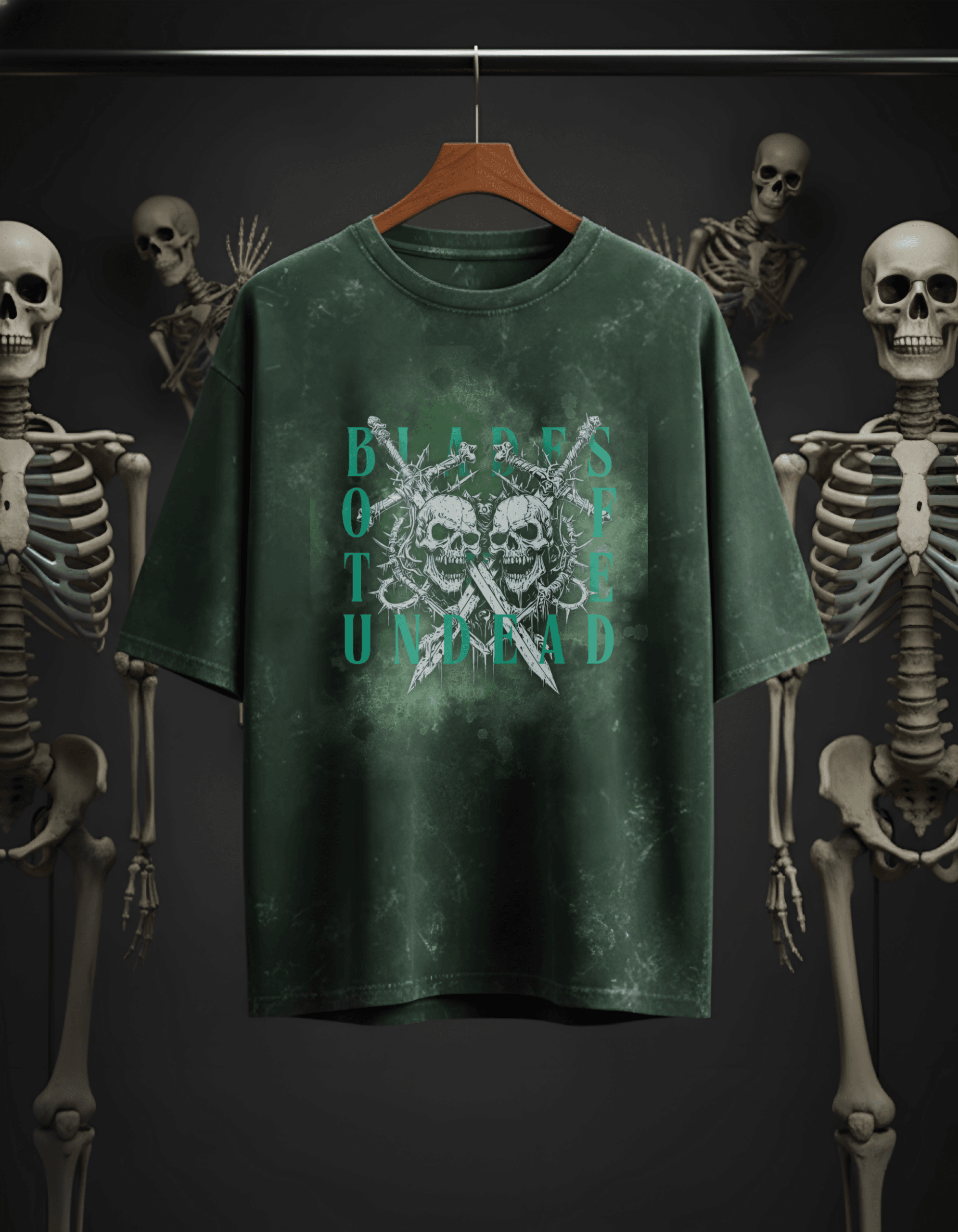Blades of the Undead Oversized Acid Washed T-Shirt