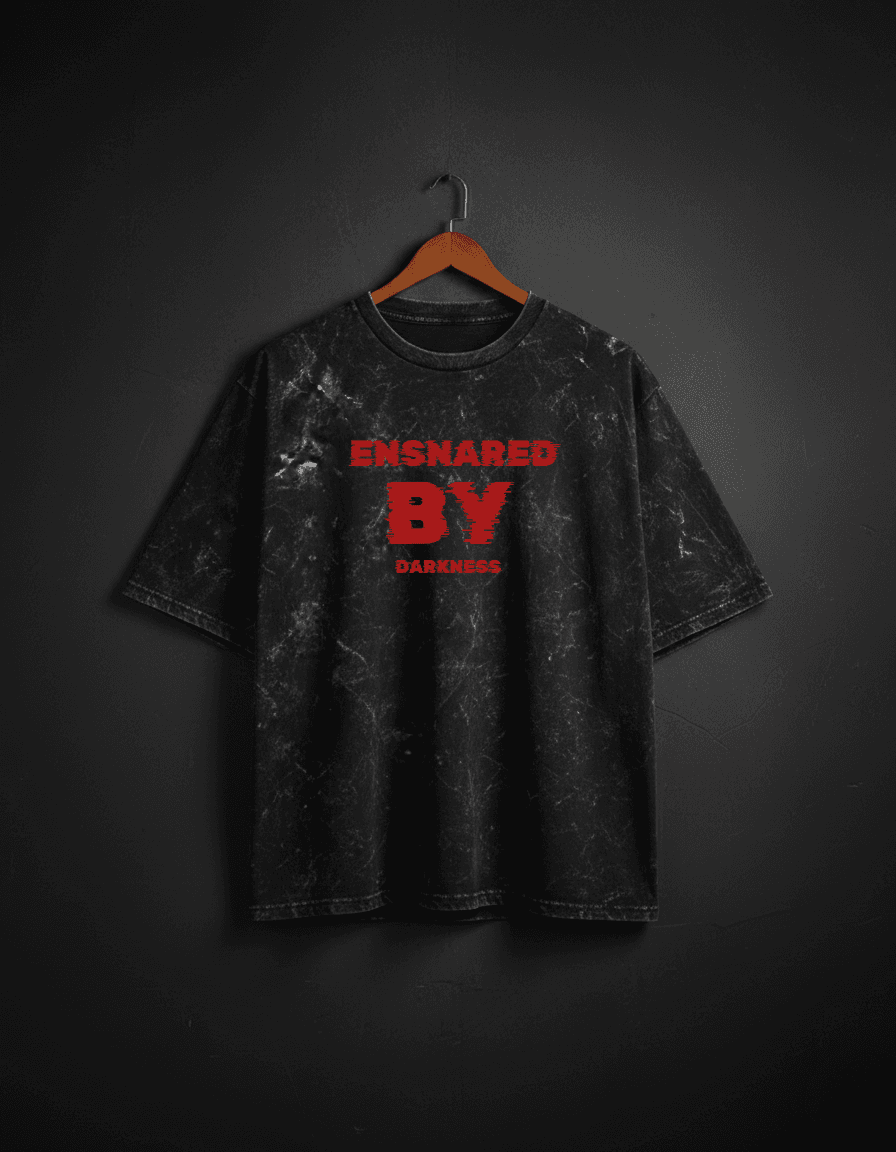 ENSNARED BY DARKNESS Oversized Acid Washed T-Shirt