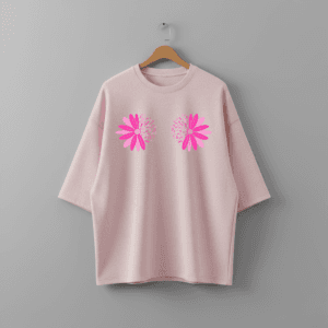 Breast Cancer Awareness Ribbon Bloom Oversized T-Shirt